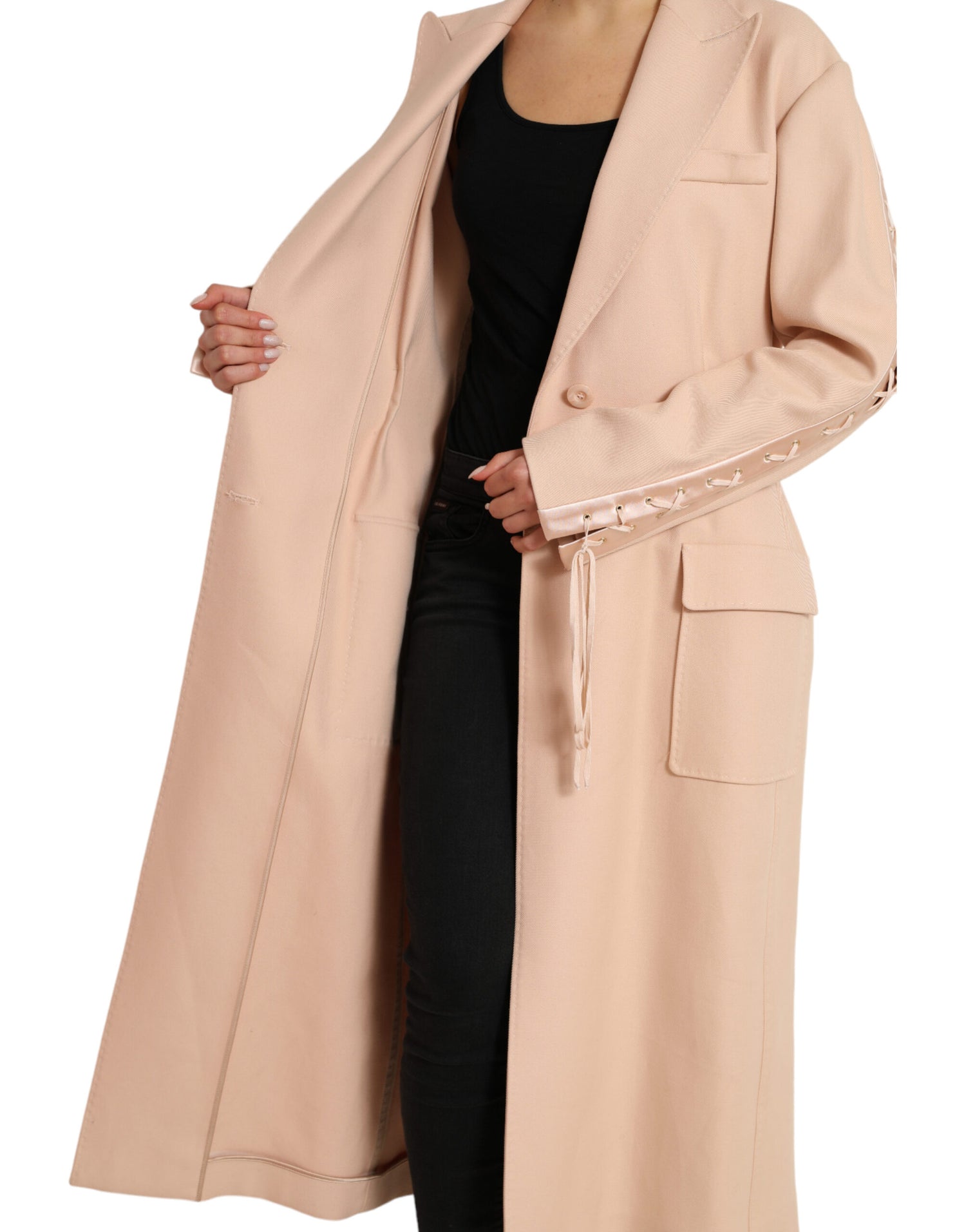 Elegant Beige Single-Breasted Trench Coat