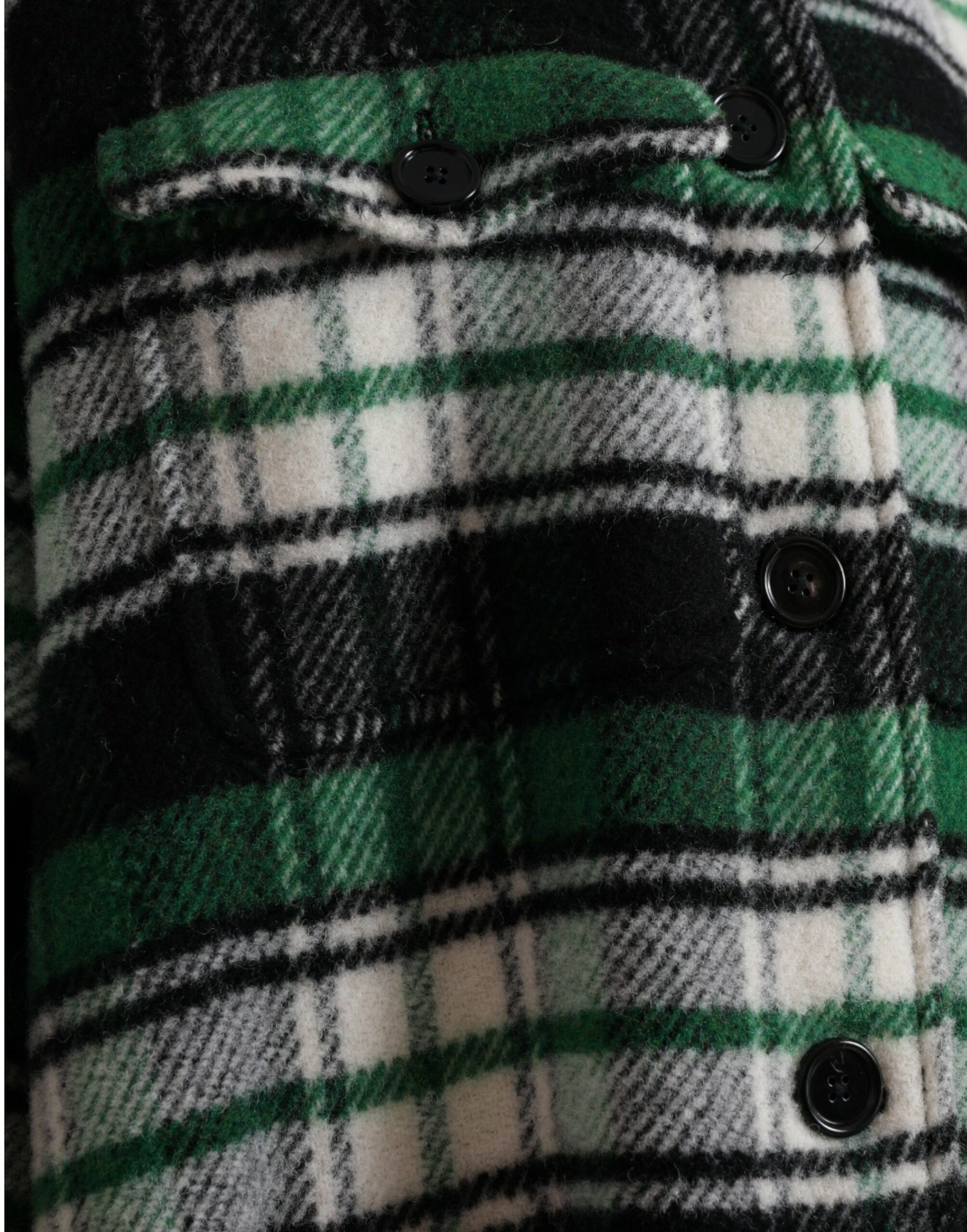 Green Plaid Long Sleeve Casual Coat Jacket