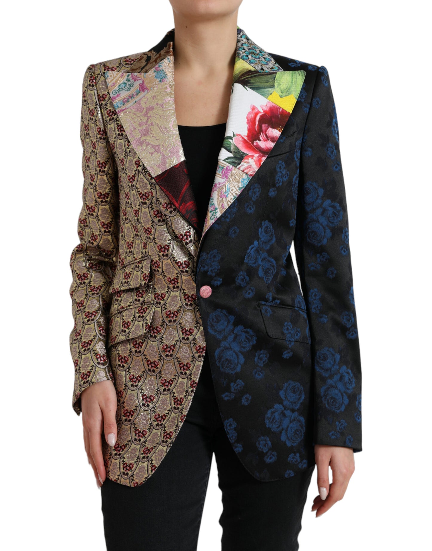 Multicolor Floral Patchwork Jacquard Jacket