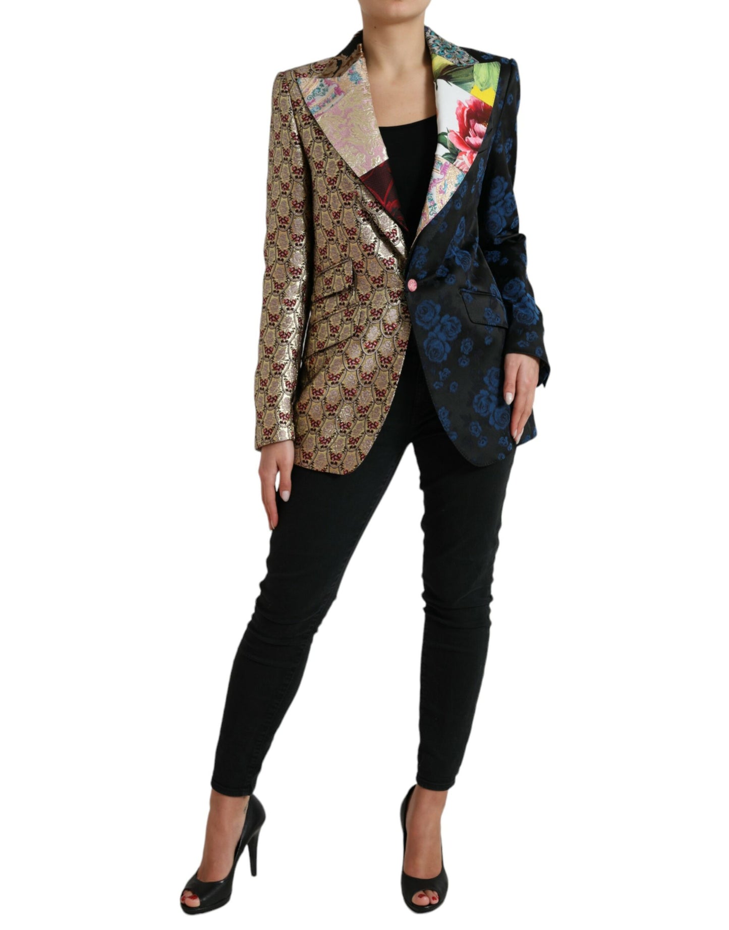 Multicolor Floral Patchwork Jacquard Jacket