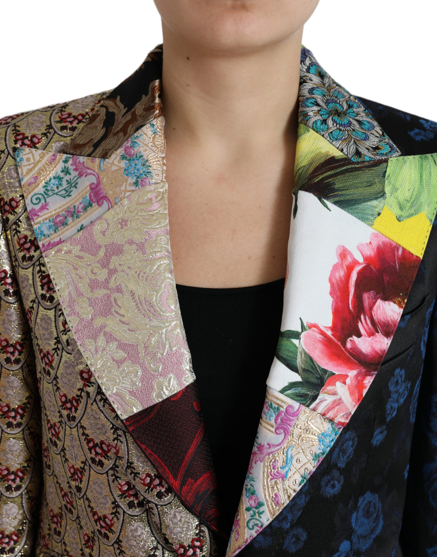 Multicolor Floral Patchwork Jacquard Jacket