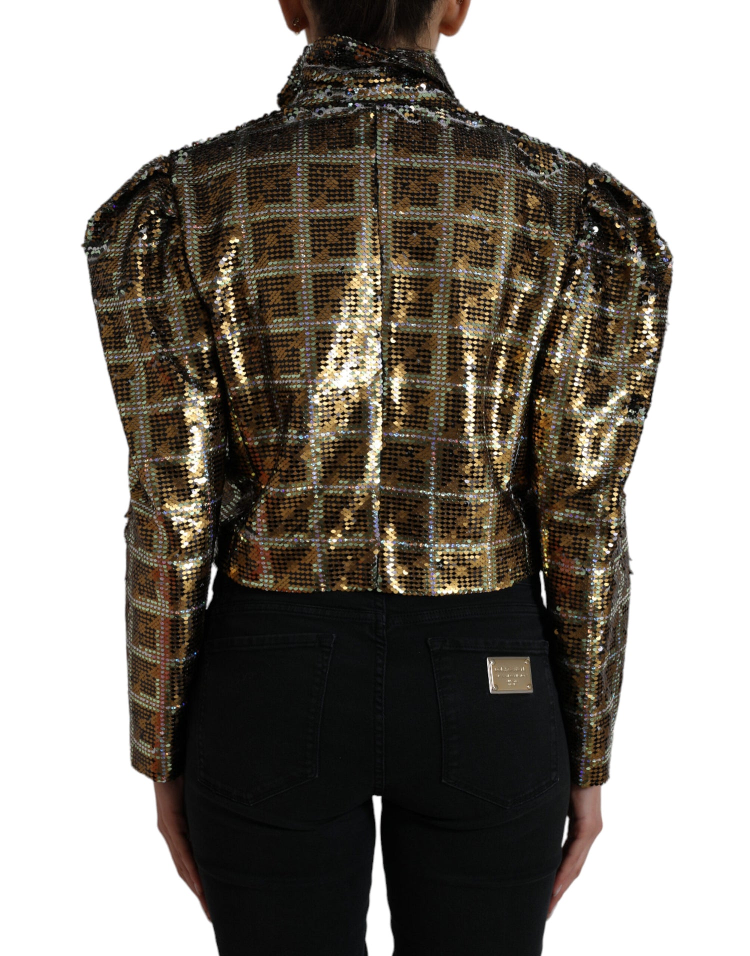 Multicolor Polyester Sequined Cropped Jacket