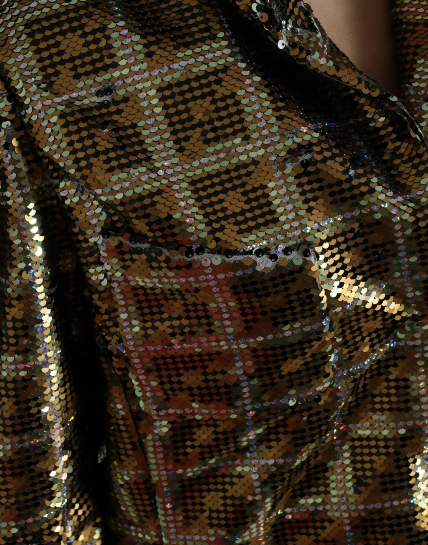 Multicolor Polyester Sequined Cropped Jacket