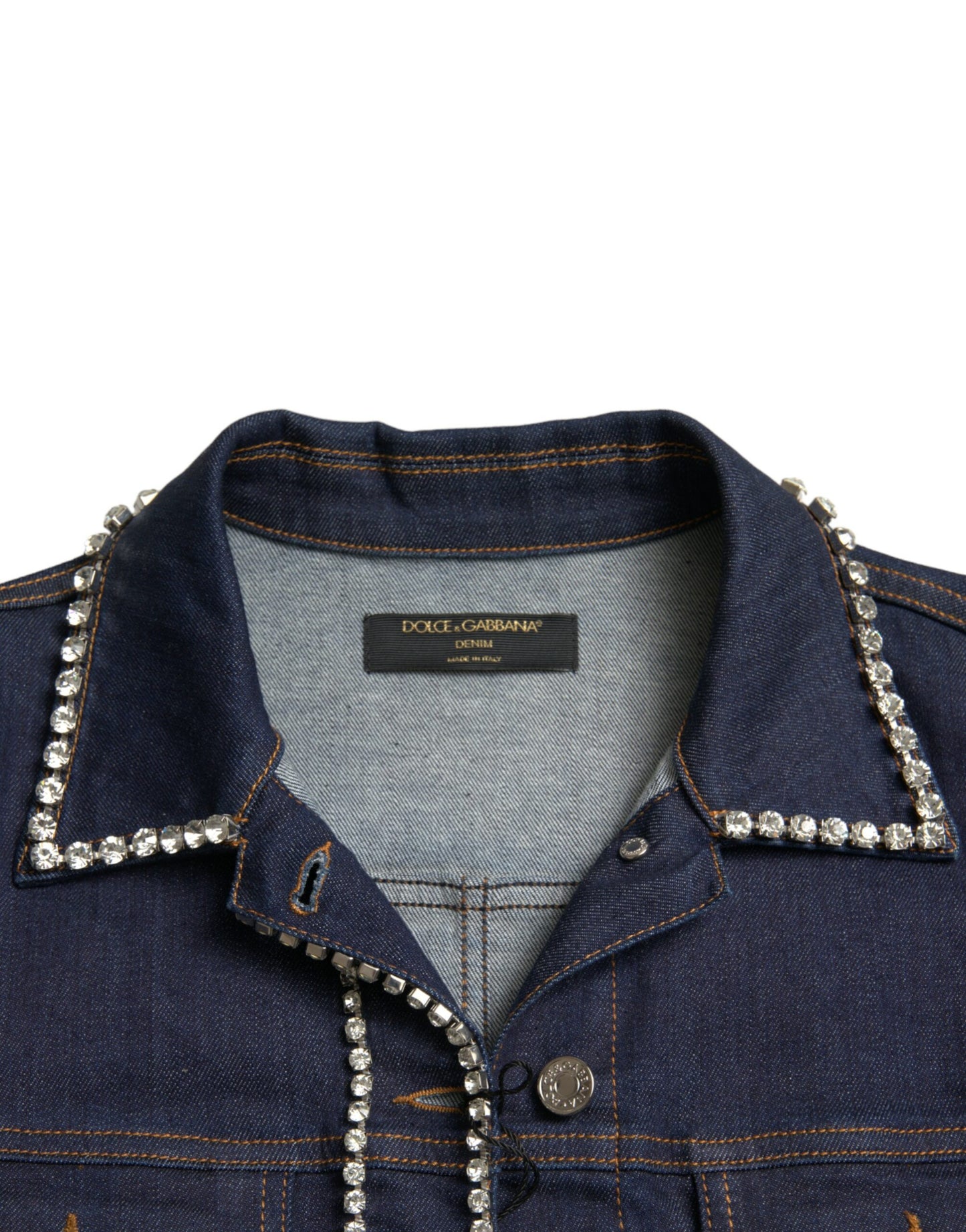 Elegant Denim Jewel Button Jacket