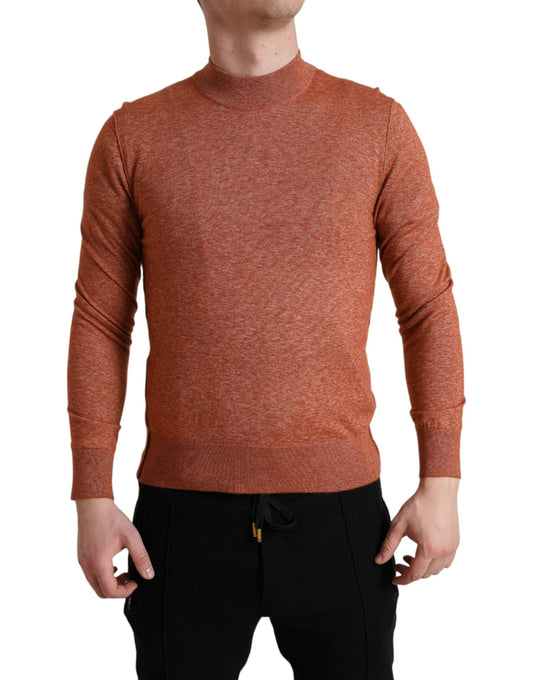 Orange Cashmere Crew Neck Pullover Sweater