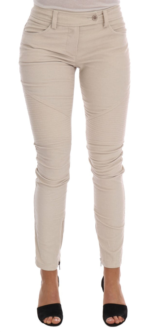 Beige Slim Jeans Corduroy Skinny Pants