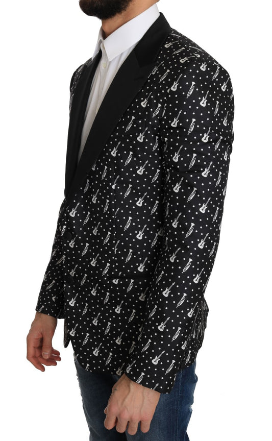 Polka Dot Jazz Print Slim Fit Blazer