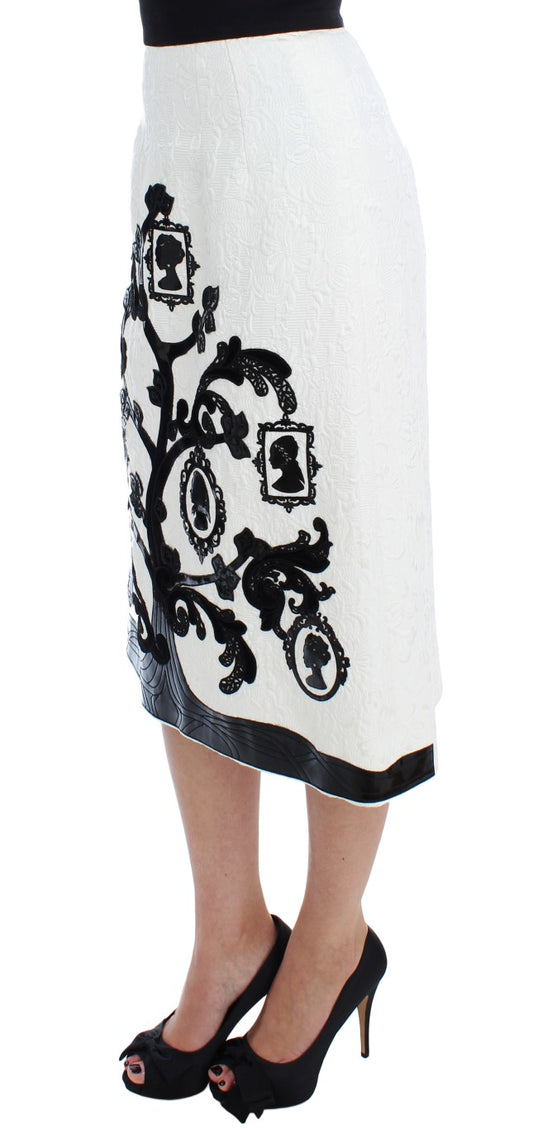 Elegant Floral Brocade High-Waist Skirt