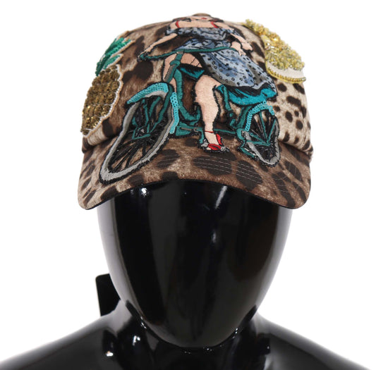 Brown Leopard Sequin Sicily Applique Baseball Hat