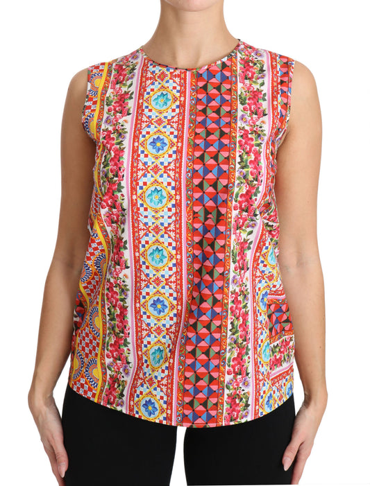 Carretto Print Pure Cotton Tank Top