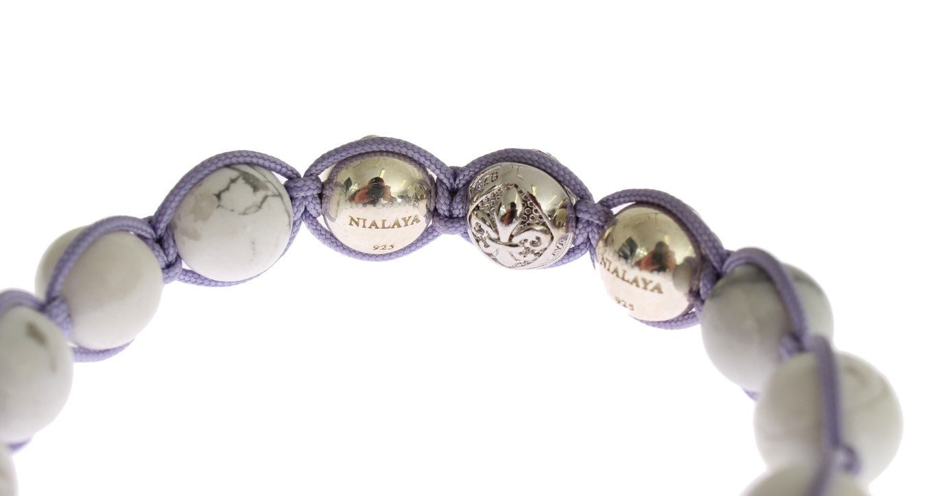 Purple CZ Howlite 925 Silver Bracelet