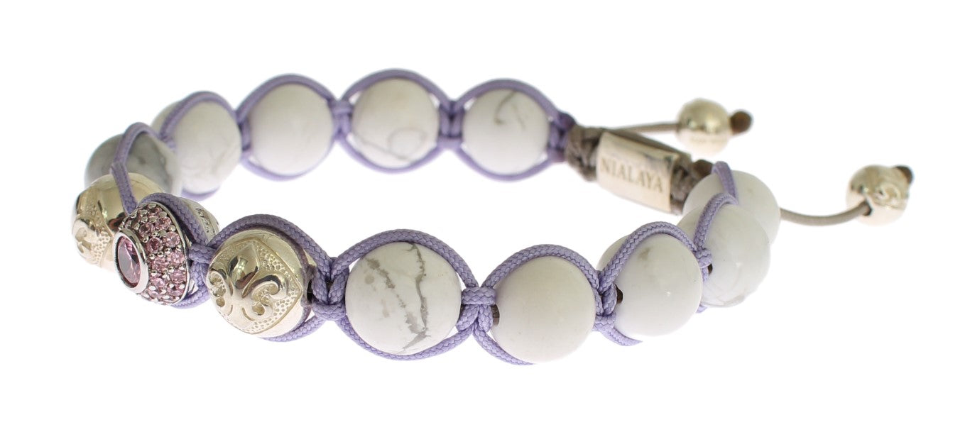 Purple CZ Howlite 925 Silver Bracelet