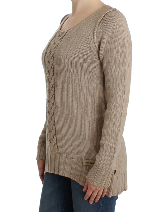 Beige knitted wool sweater