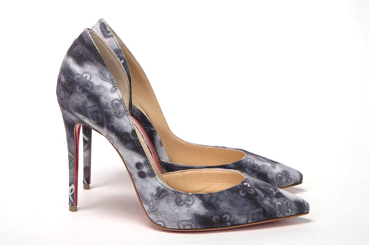 Multicolor Denim Print High Heels Pumps