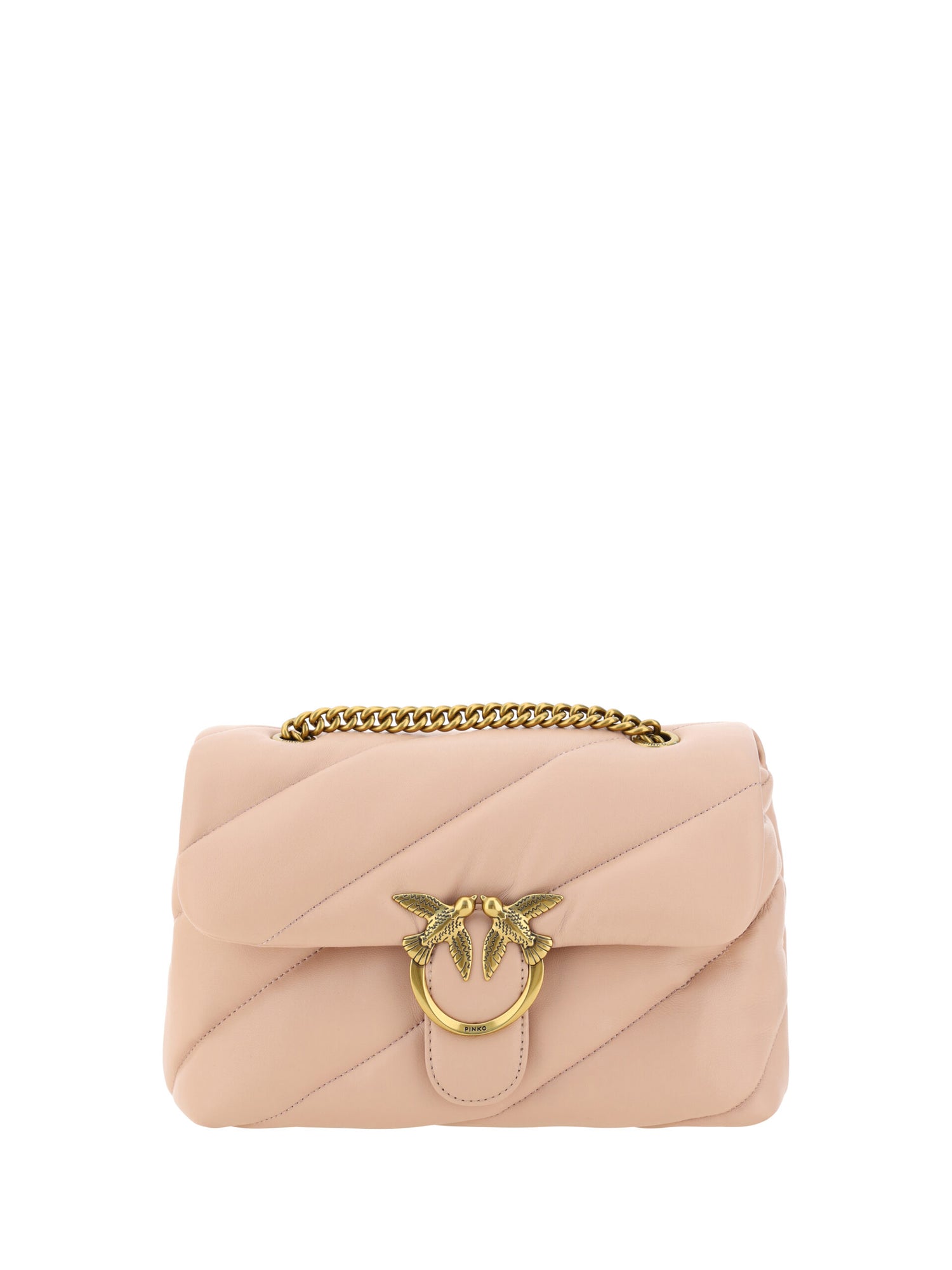 Elegant Light Pink Quilted Shoulder Bag