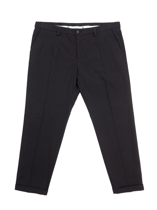 Svelte Black Cotton Chino Trousers