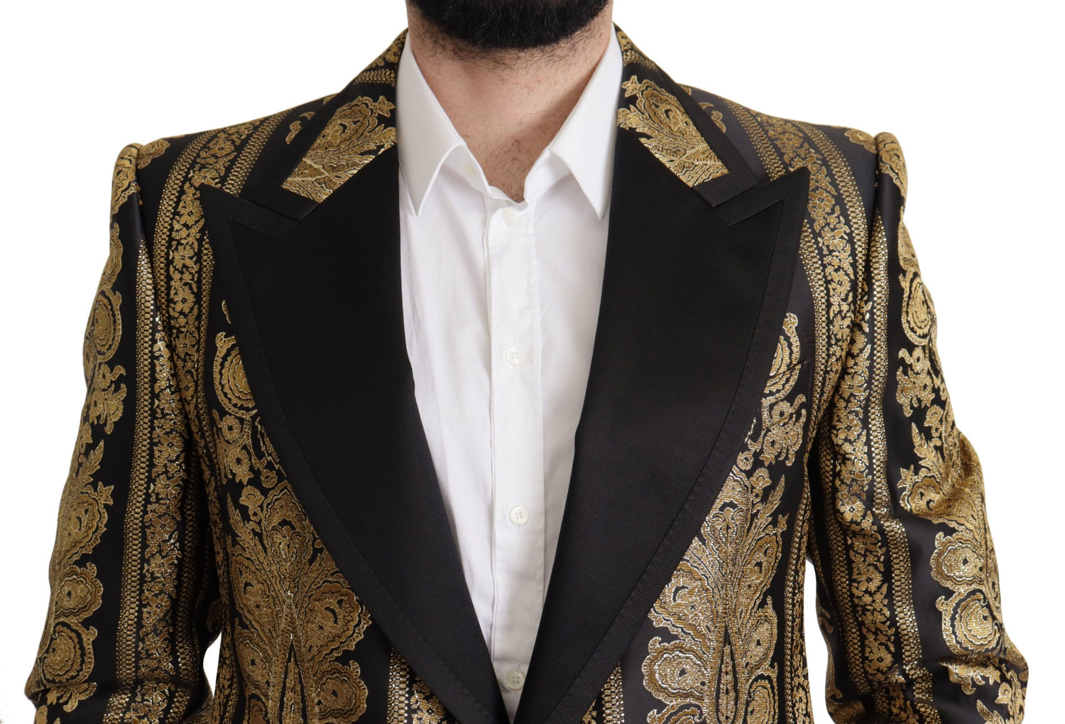 Black Gold Jacquard Single Breasted Blazer