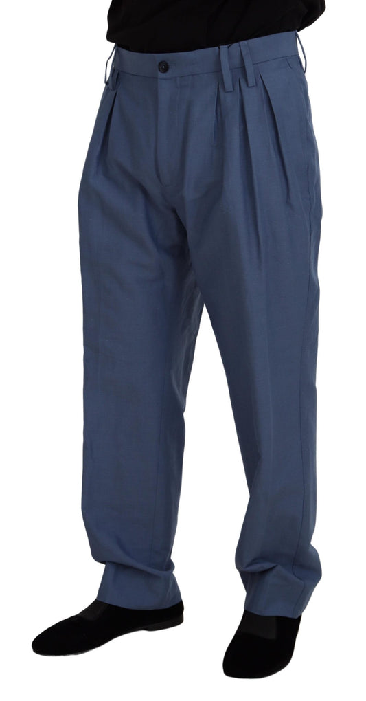 Blue Linen Chino Men Formal Pants