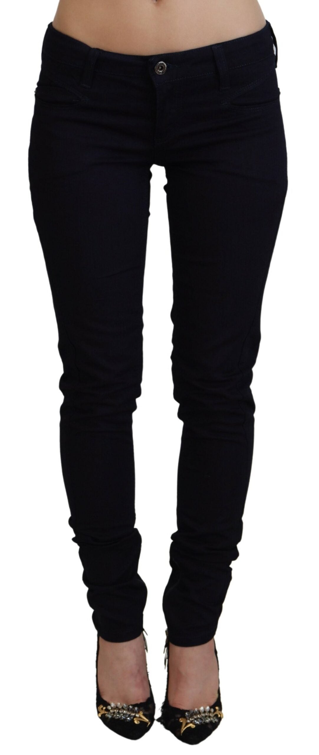 Chic Black Low Waist Denim Skinny Jeans