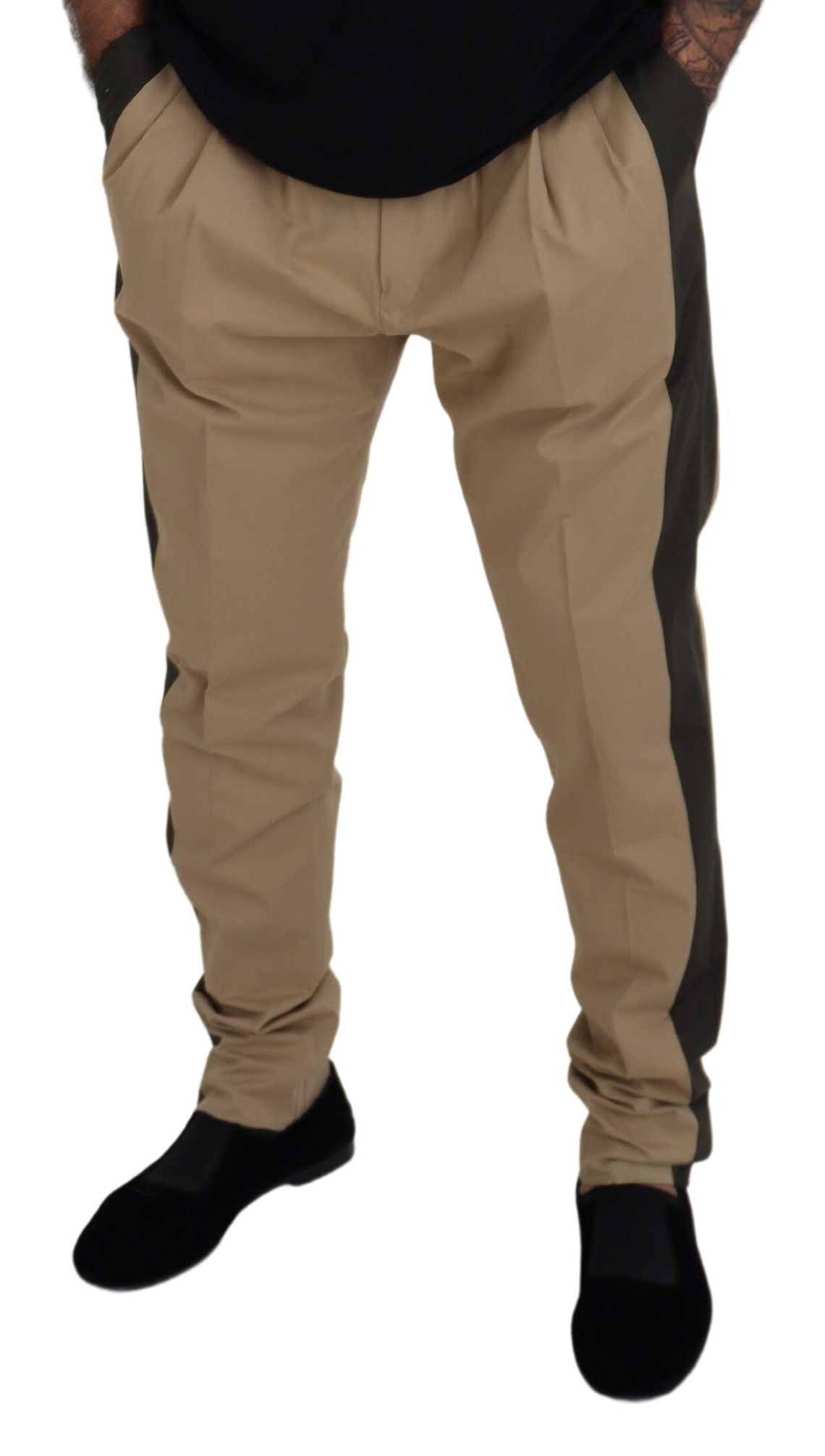 Brown Black Cotton Chino Men Pants