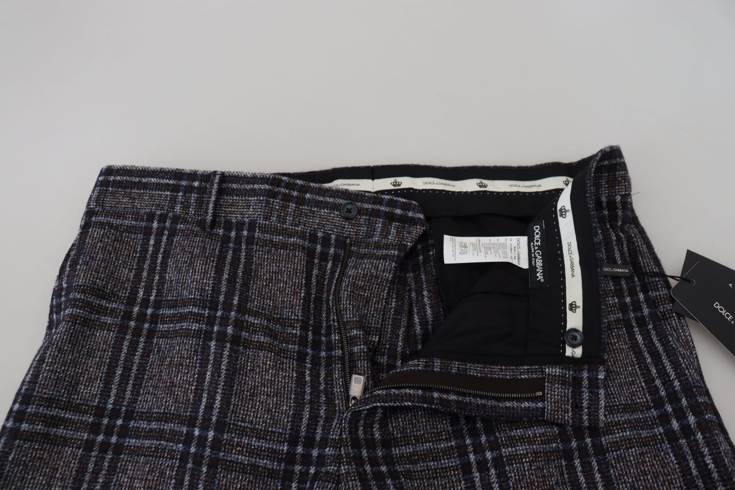 Gray Checkered Mid Waist Men Pants