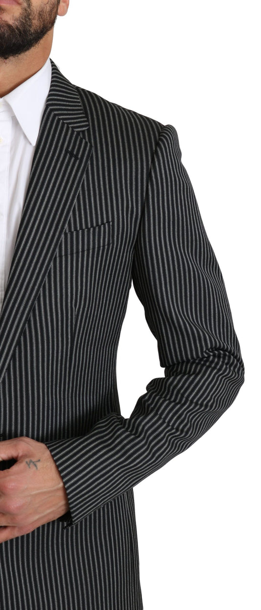 Elegant Striped Wool-Silk Two-Piece Suit