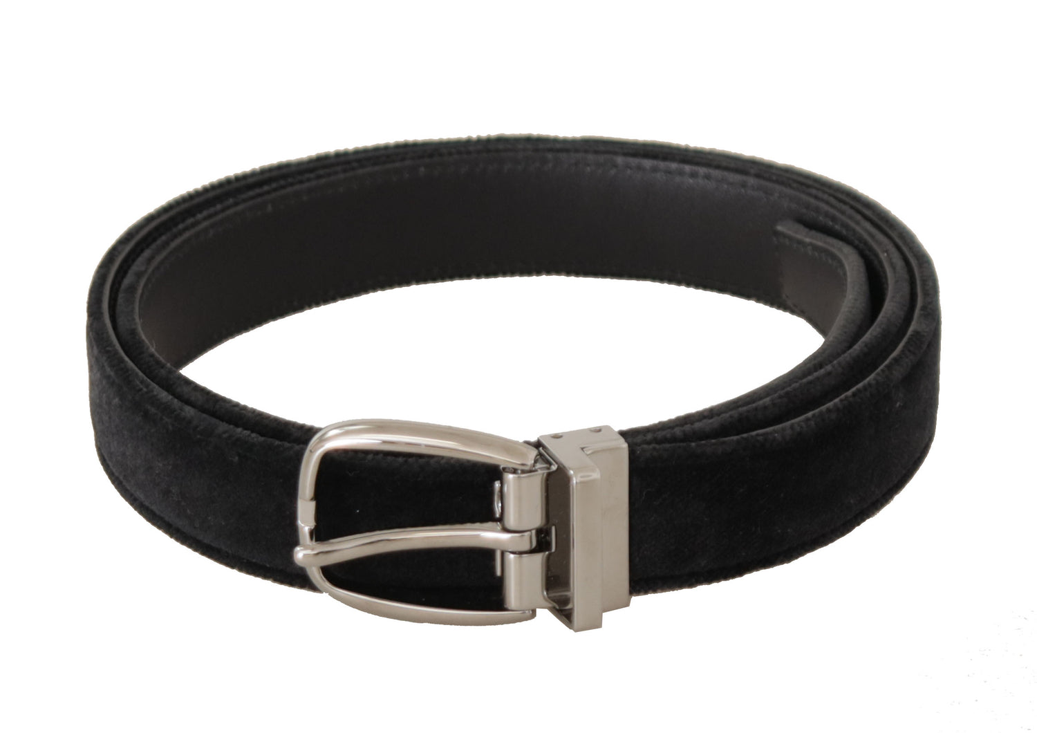 Elegant Velvet Designer Belt with Logo Engraved Buckle