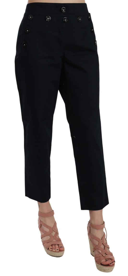 Chic Black Cotton Trousers