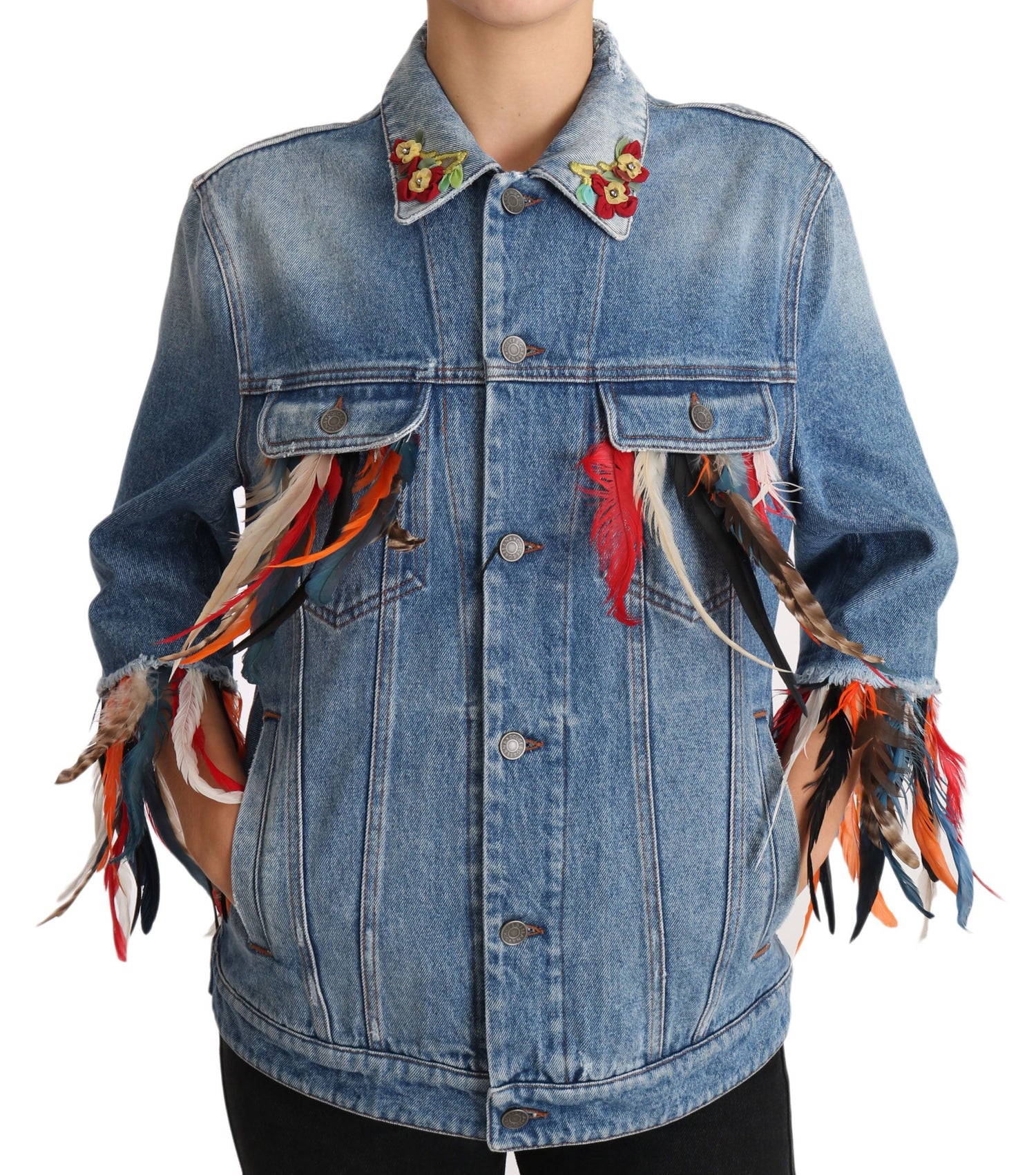 Floral Embroidered Denim Elegance Jacket