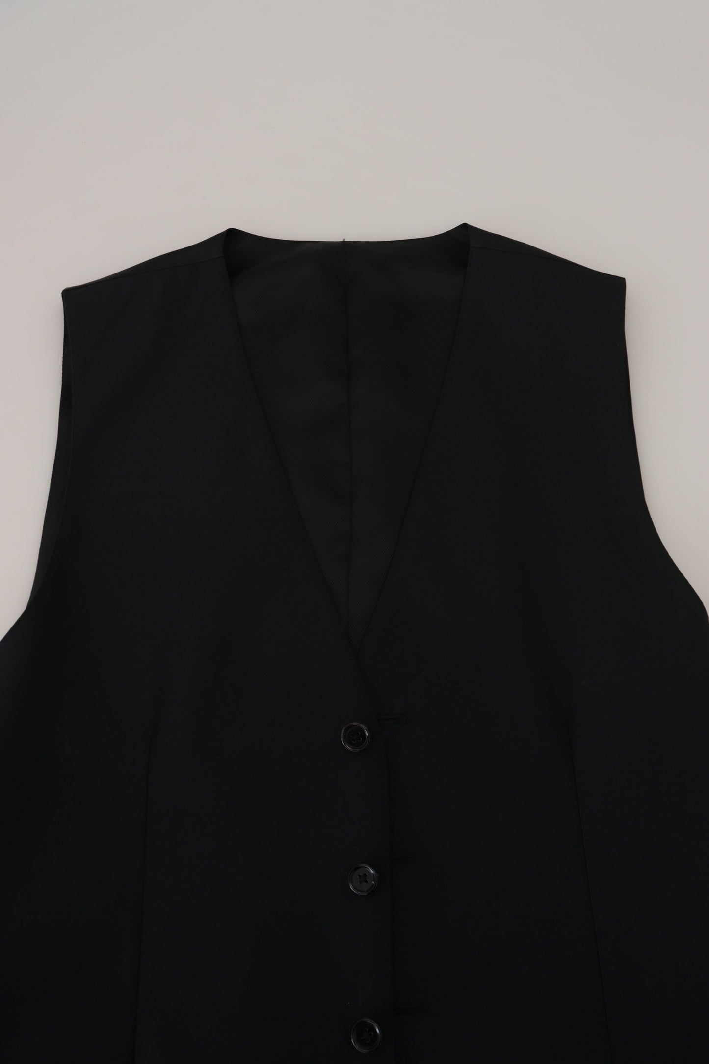 Black Wool Stretch Waistcoat Formal Vest