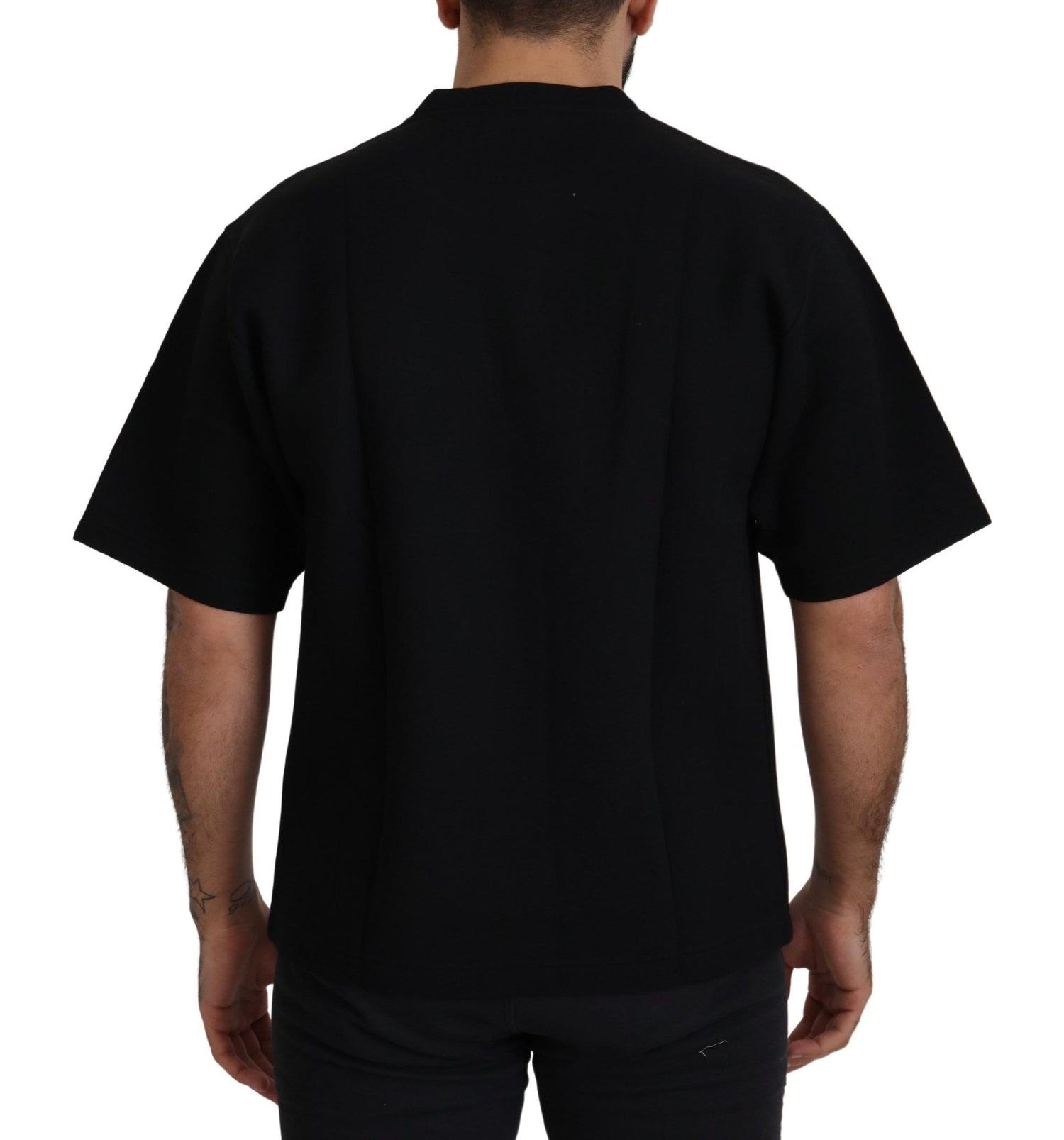 Black Logo Cotton Crewneck T-shirt