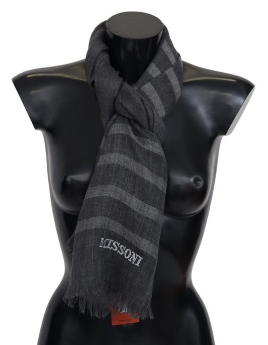 Elegant Unisex Wool Scarf with Logo Embroidery