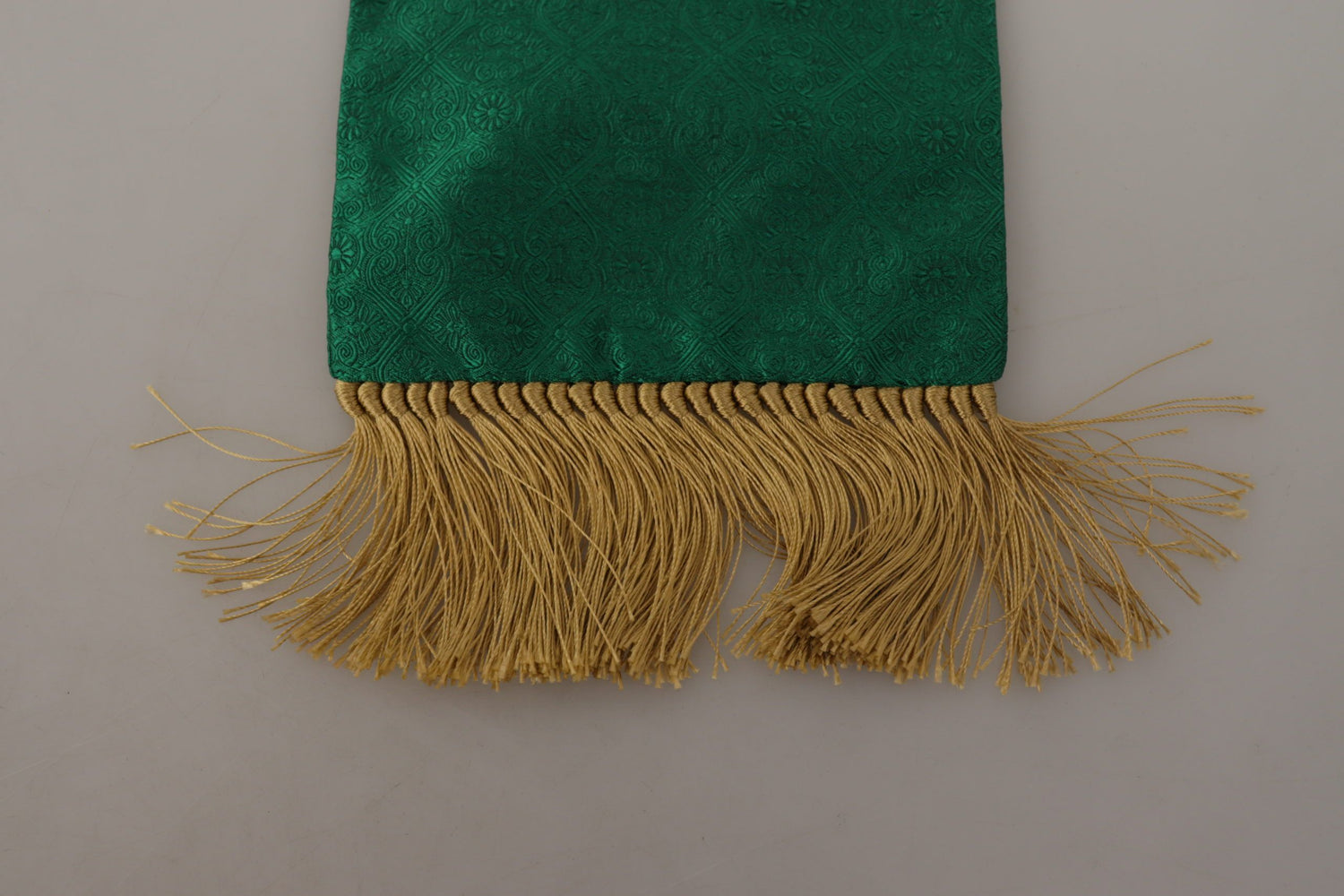 Green Crown Embroidered Shawl Fringe Blend Silk