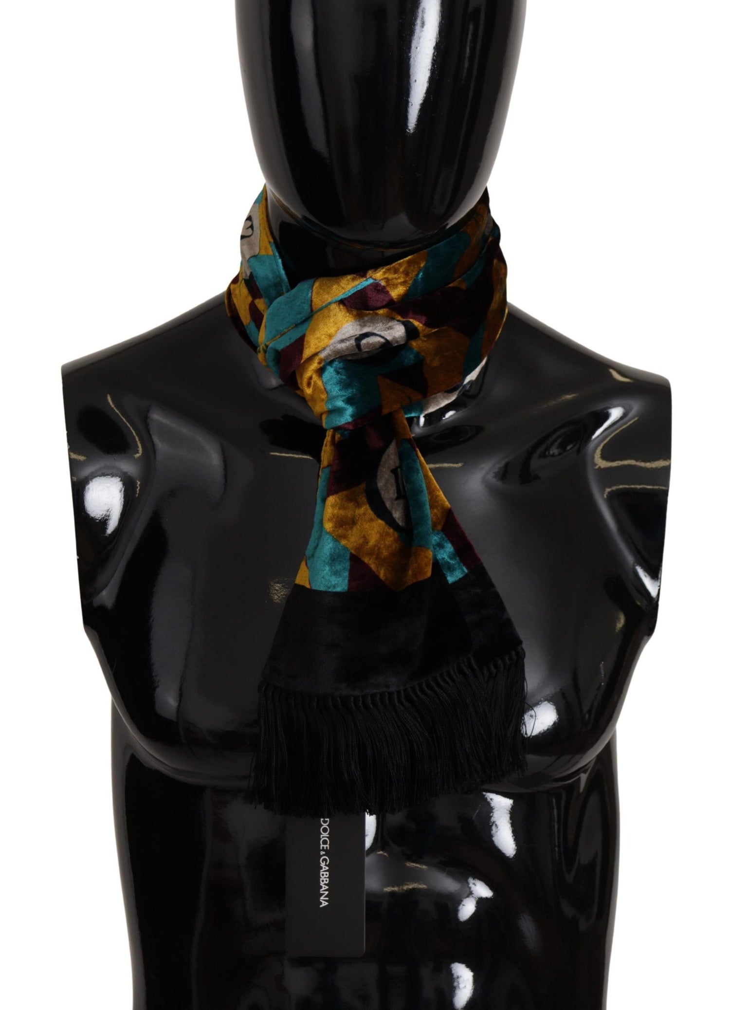 Multicolor DG Logo Print Shawl Wrap Fringe Scarf