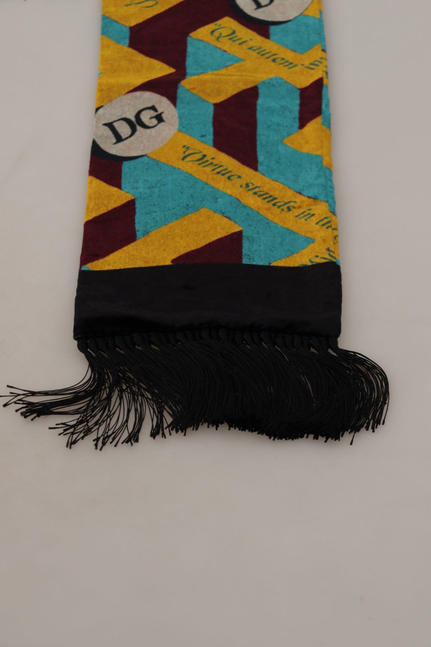 Multicolor DG Logo Print Shawl Wrap Fringe Scarf