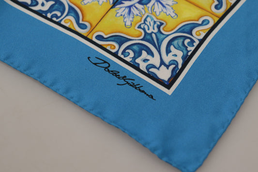 Elegant Majolica Blue Silk Men's Scarf