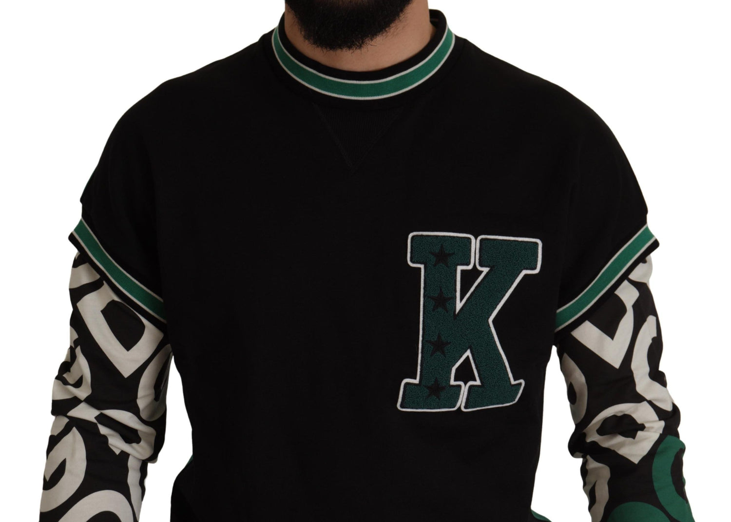 Regal Crewneck Pullover Sweater - Black & Green