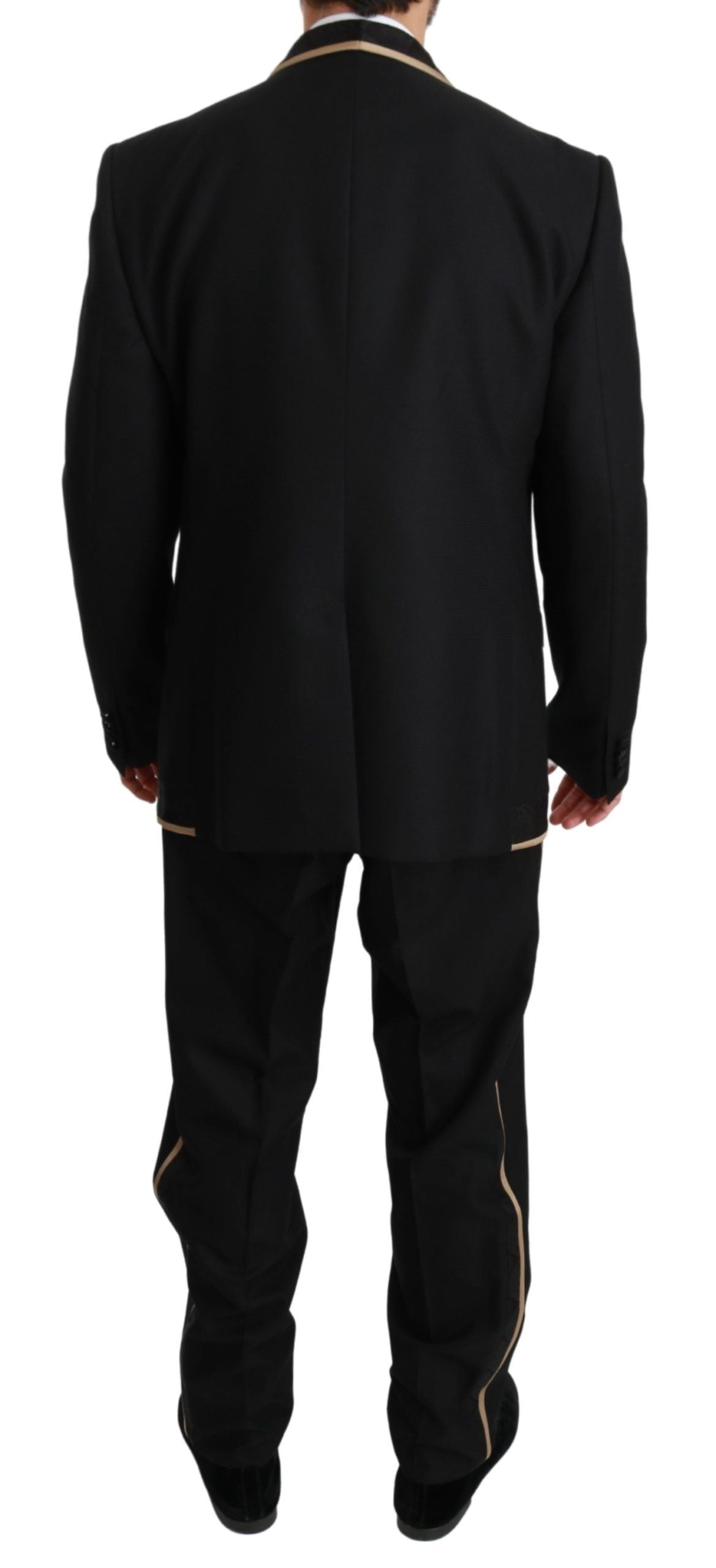 Elegant Black Silk-Blend 3 Piece Suit