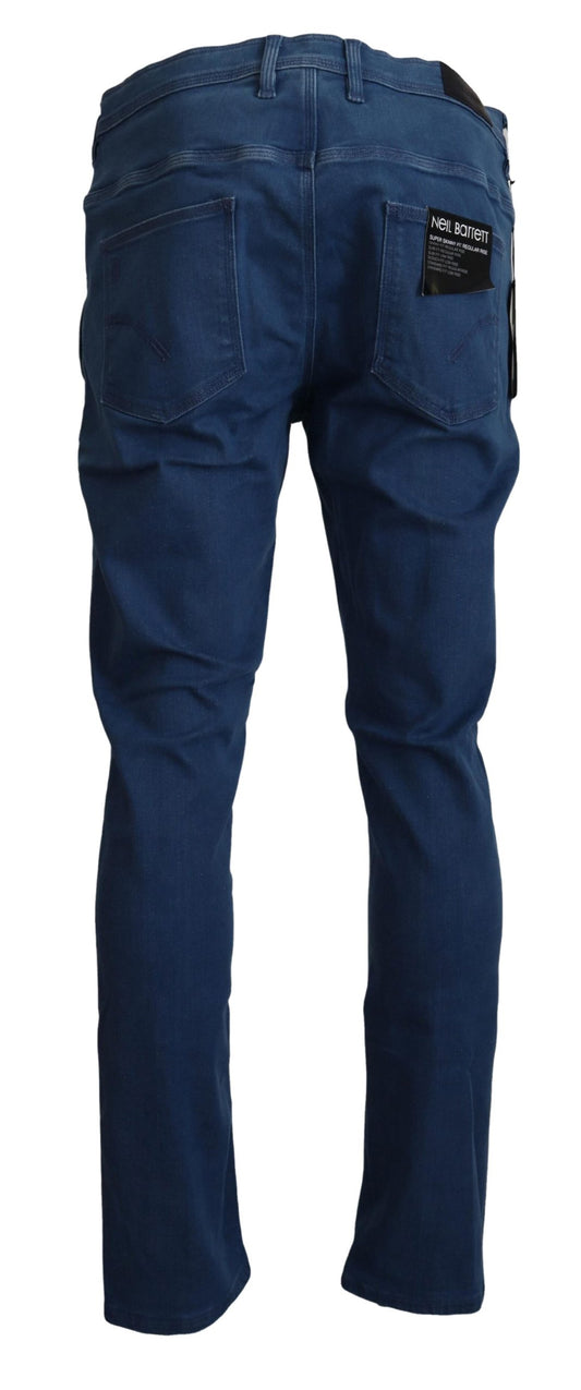 Blue Cotton Stretch Men Casual Denim Jeans