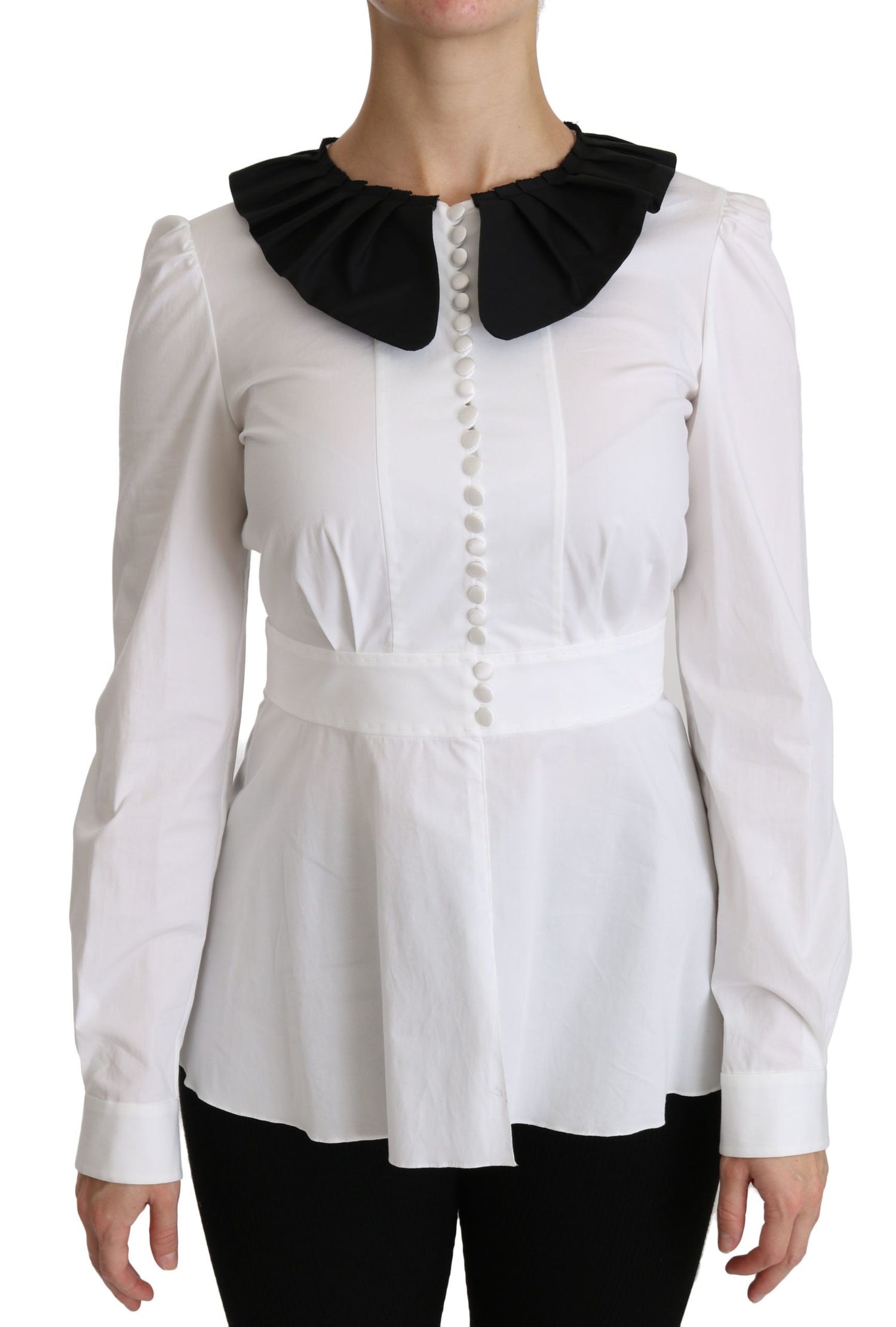 Elegant White Collared Cotton Top