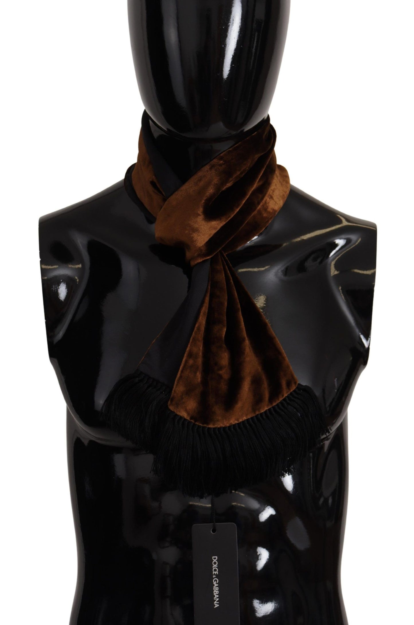 Brown Shawl Velvet Neck Wrap Fringe Viscose Scarf