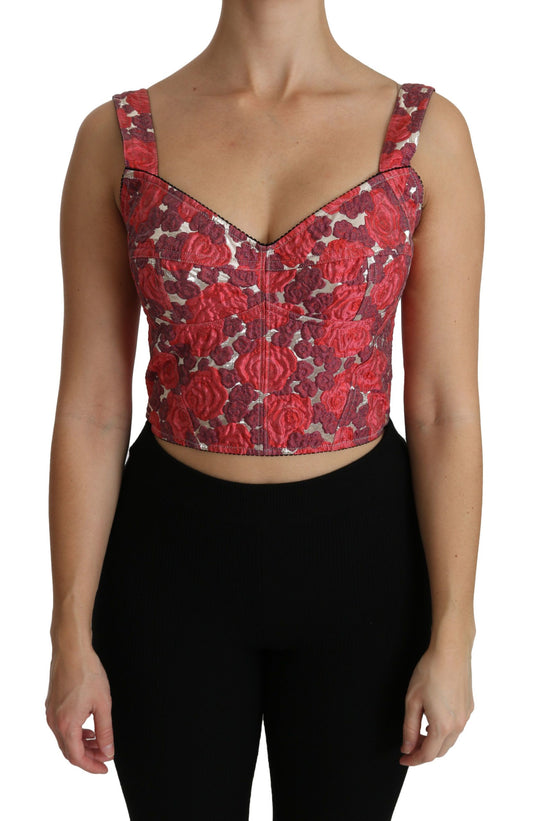 Elegant Floral Brocade Cropped Top