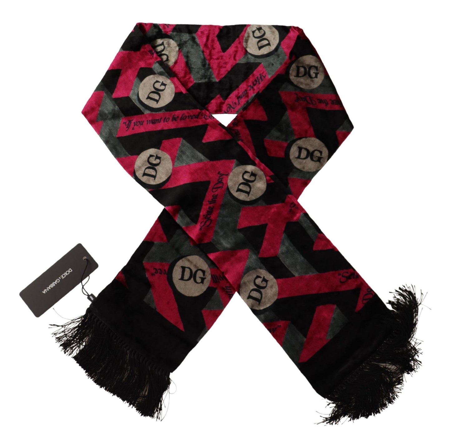 Multicolor DG Logo Print Mens Shawl Wrap Fringe Scarf