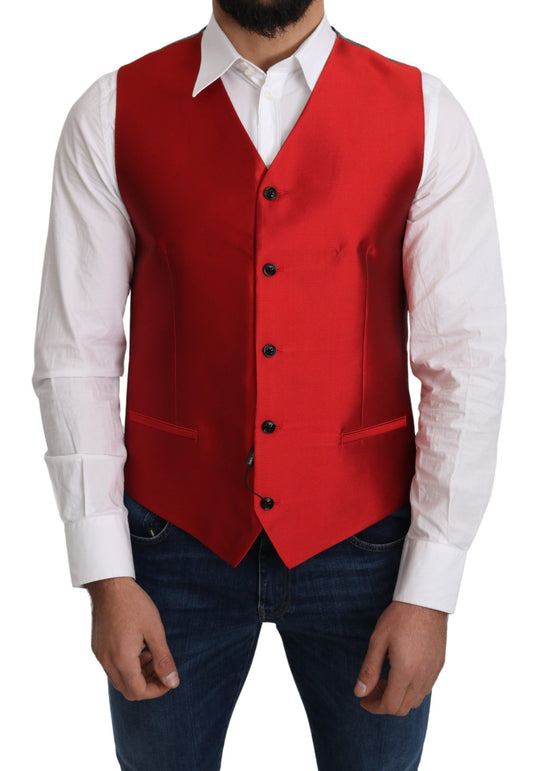 Ravishing Red Silk Formal Vest