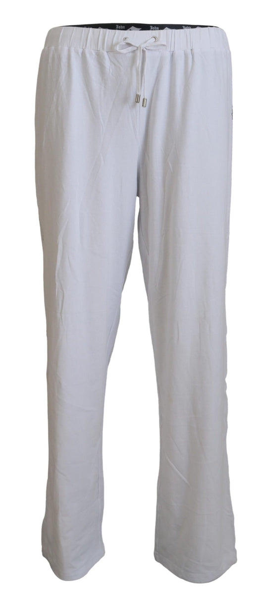 White Cotton Logo Loose Men Pants