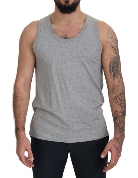 Gray Sleeveless Logo Print Underwear T-shirt