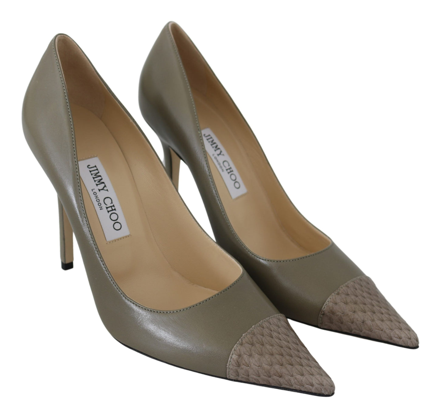 Elegant Pebble Green Pointed Toe Pumps