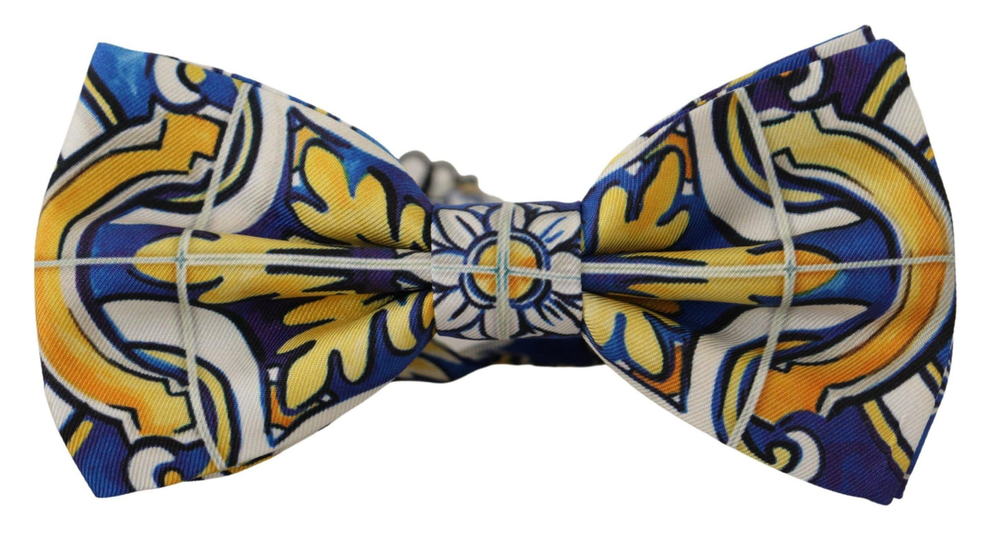 Multicolor Majolica Print Adjustable Papillon Bow Tie