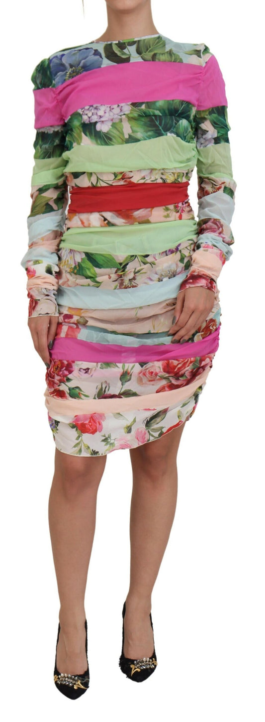 Floral Sheath Bodycon Silk Dress