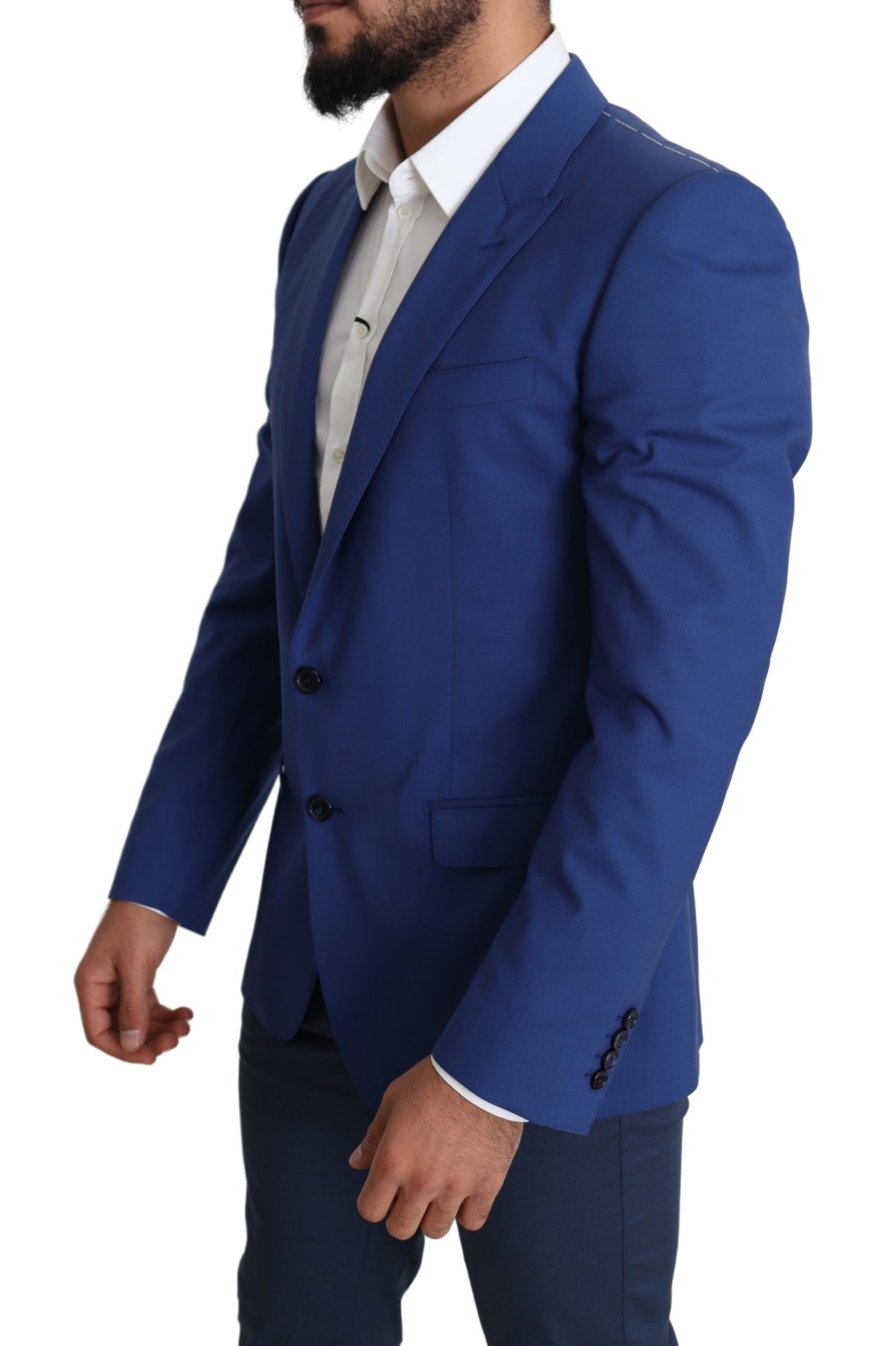 Exquisite Blue Wool Martini Blazer Jacket